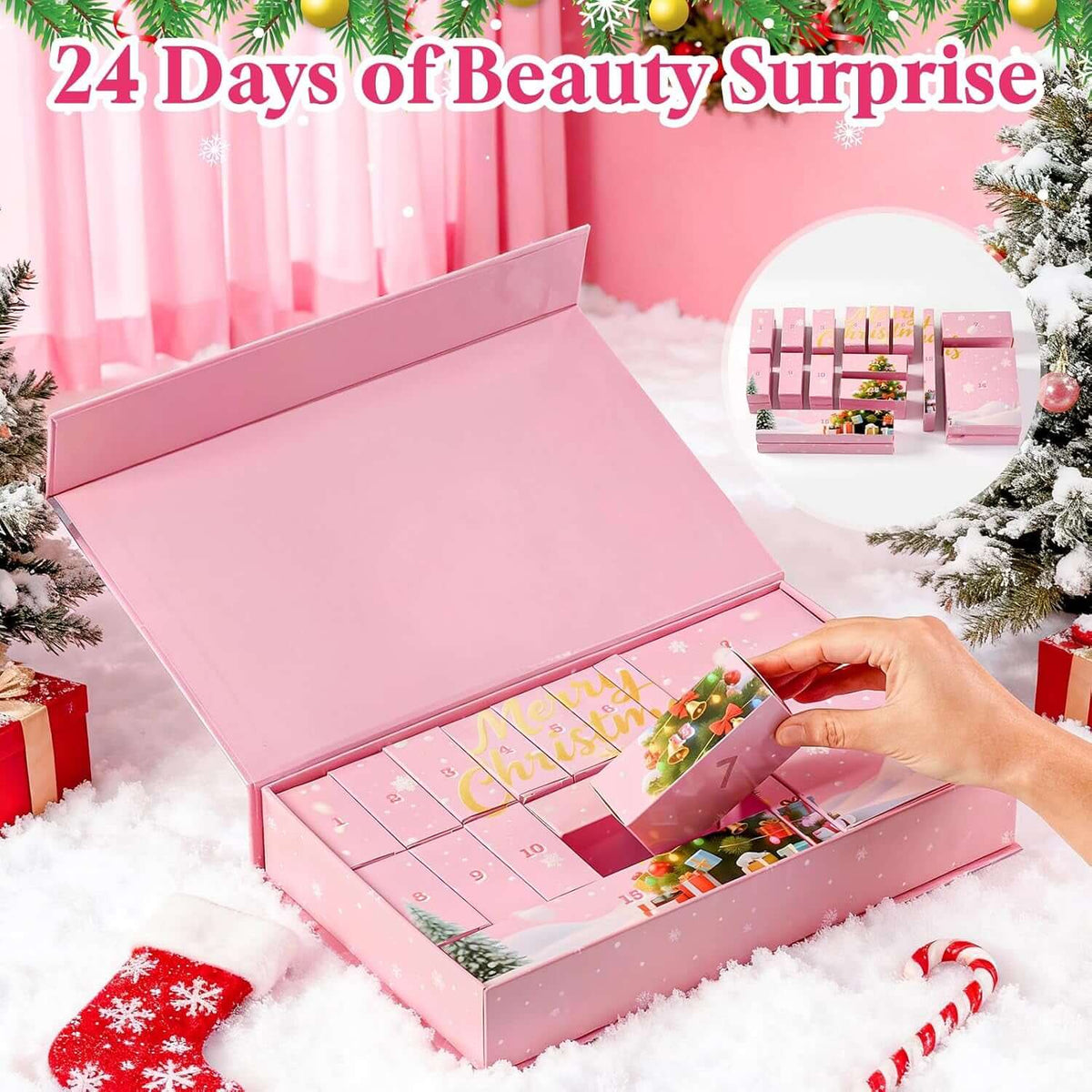 Nail Polish Advent Calendar 2026, Gel Nail Advent Calendar 24 Days Include Nail Polish Kit with UV Light 37 Pcs, Christmas Beauty Advent Calendar for Women, Teen Girls, Mother and Daughter