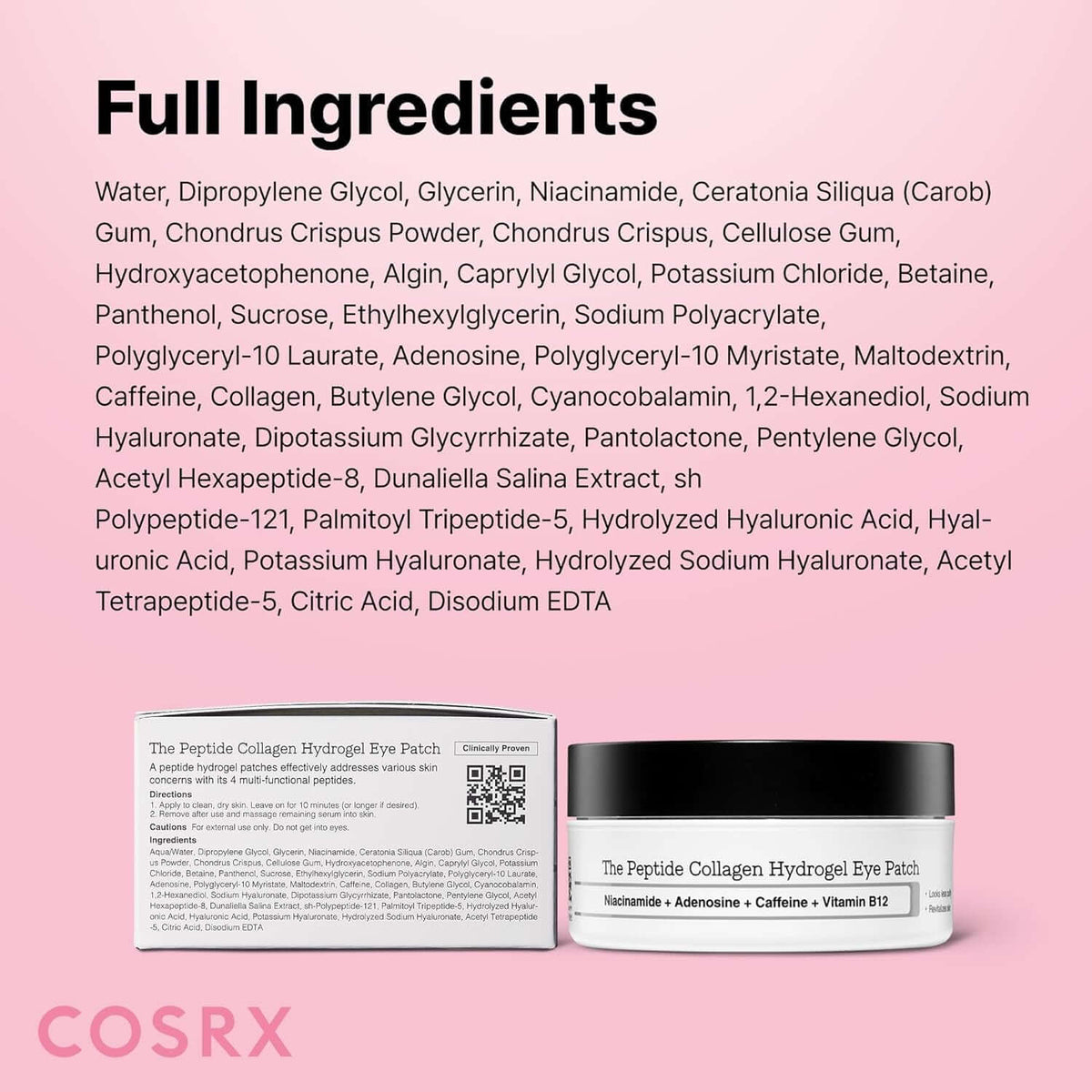 Pink Peptides Collagen Hydrogel Eye Patch for Puffy Eyes (60) | Cooling & Firming under Eye Patches with 4-Peptide & Caffeine, Depuffing Gel Eye Mask, Korean Skin Care