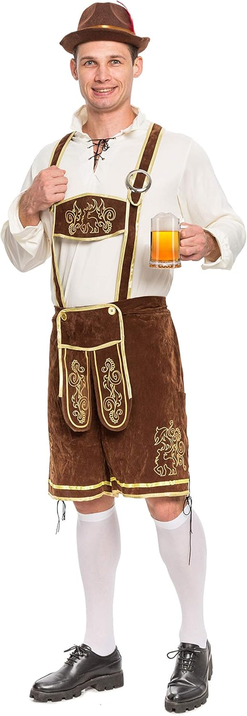 Men’S German Bavarian Oktoberfest Costume Set, Beer Costume Hat for Adults Halloween and Beer Festival