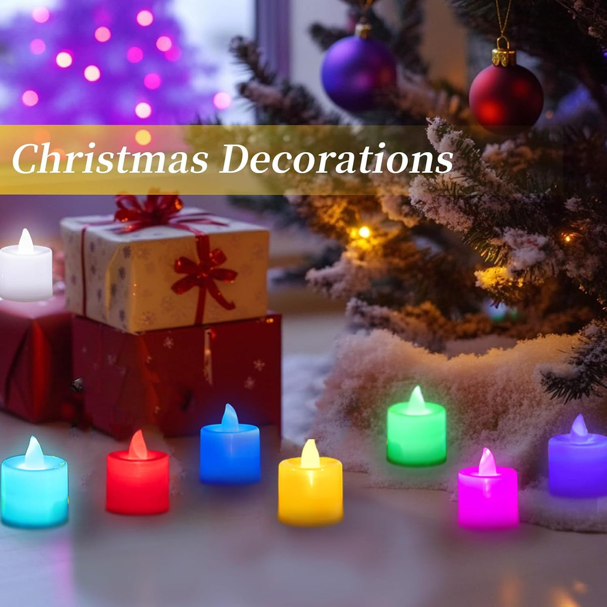 24 Pack Flameless Tealight Candles, 7 Color Changing Led Candles (7 Color Changing)