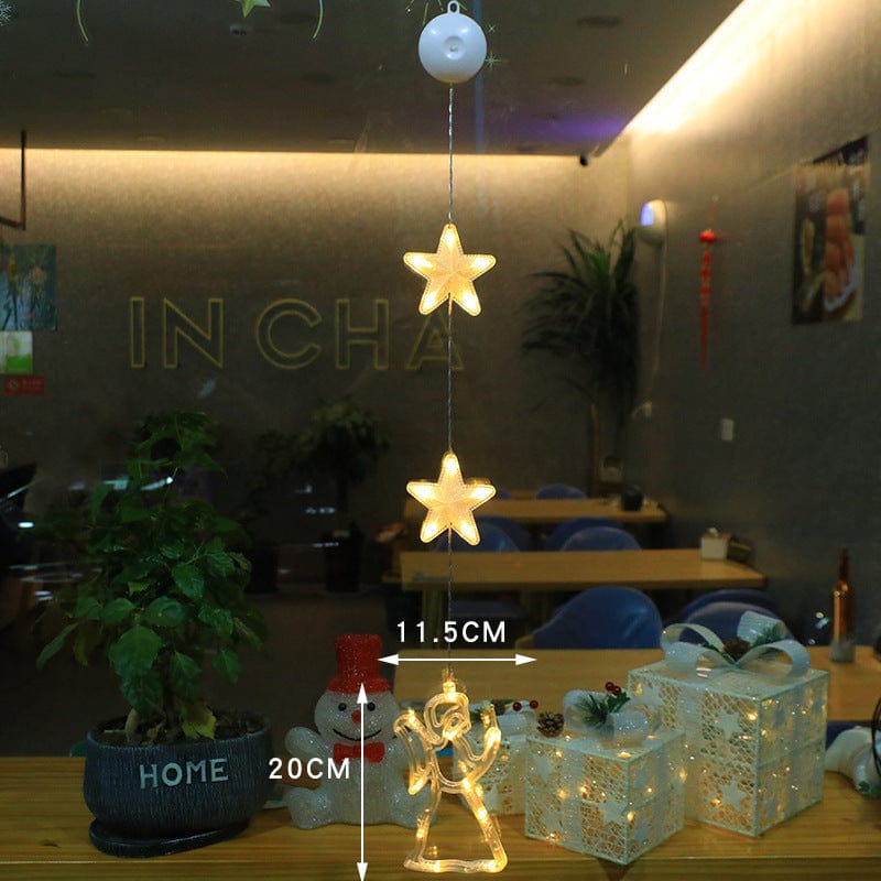 Christmas LED Star Hanging Lights – 3-Piece Xmas Tree Window Sucker Lamp Ornaments