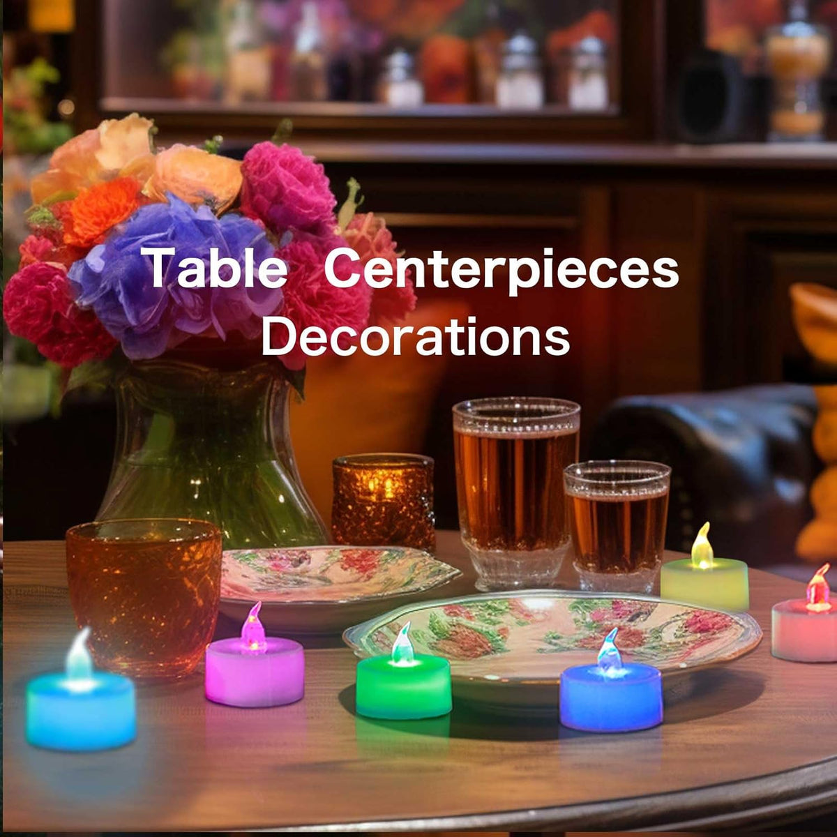 24 Pack LED Tea Lights Candles, 7 Color Changing Flameless Candles (Multi-Color -24Pcs)