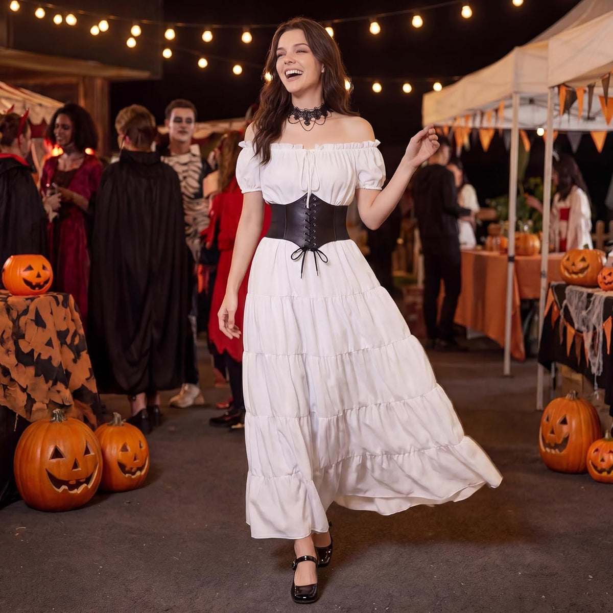 Renaissance Costume Women Dress: Medieval Costumes for Women Renaissance Dresses - Peasant Cottagecore Theme Party