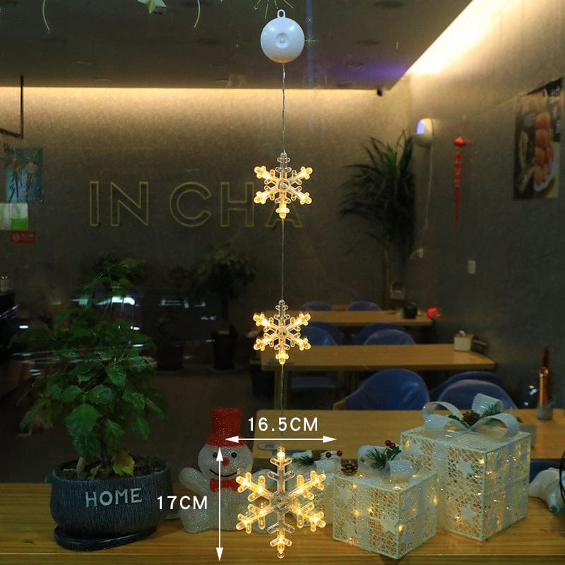 Christmas LED Star Hanging Lights – 3-Piece Xmas Tree Window Sucker Lamp Ornaments