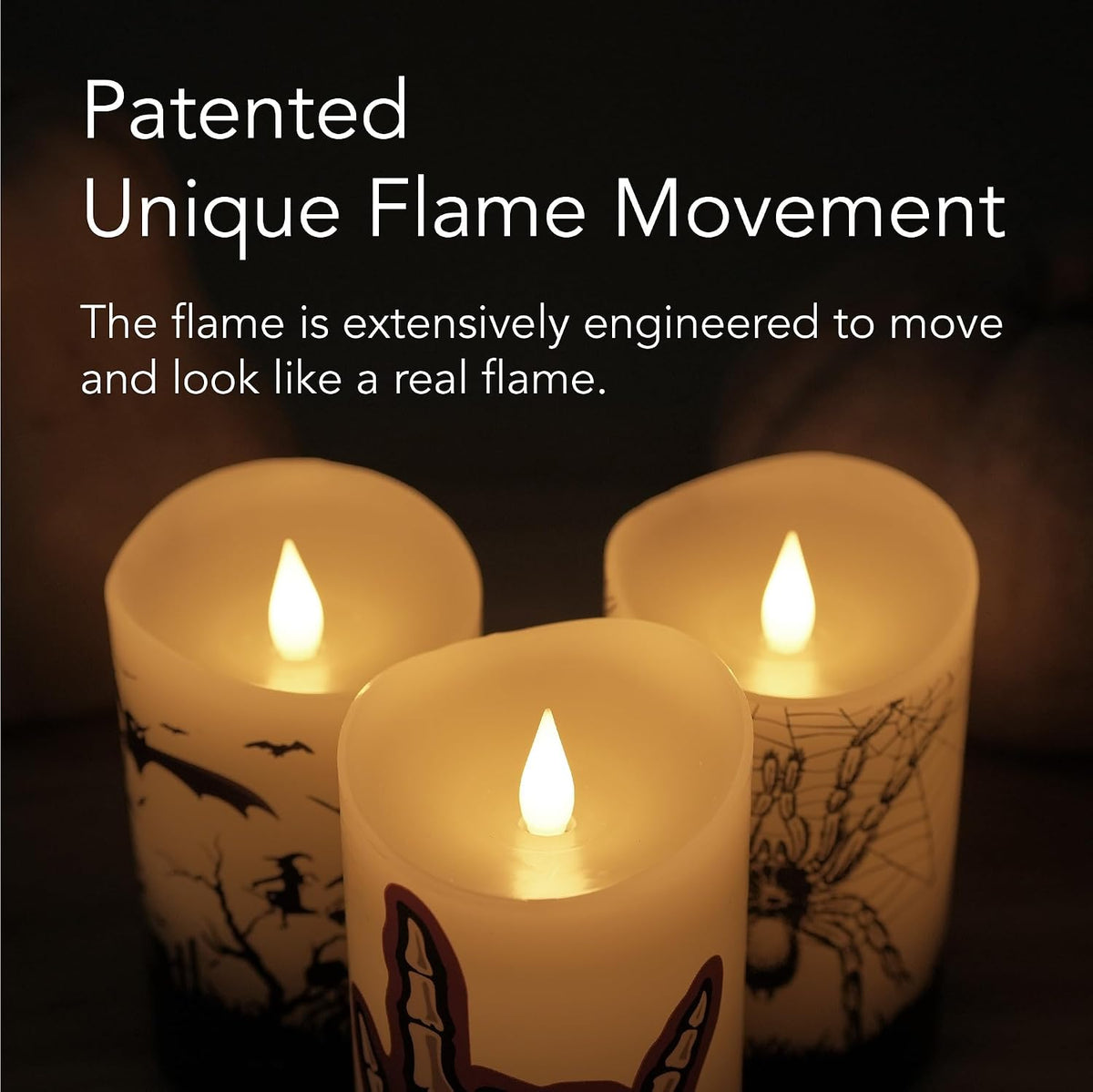 Halloween Flameless LED Candles with Remote Control, 3"X 5"Battery Operated Pillar Real Wax with Timer for Halloween Decorations, Spider Candle