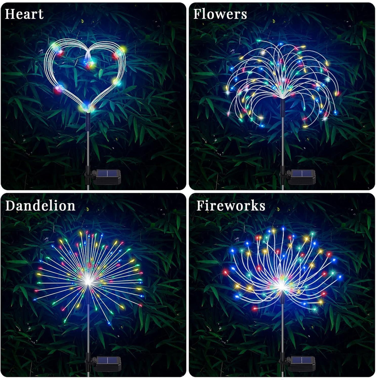 Solar Fireworks Lights for Outside, 200LED 8 Modes Fireworks Solar Lights, Fairy Garden Flowers Lights for Yard Pathway Wedding Party Christmas Diwali Garden Decor 2 Pack (Multicolor)