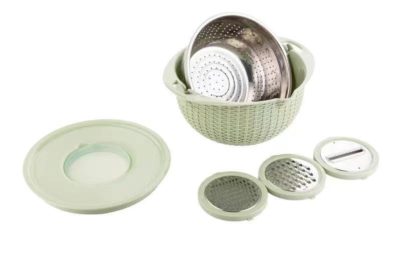 2-Tier Rotating Fruit & Vegetable Washing Basket – Removable Double-Layer Kitchen Draining Tray