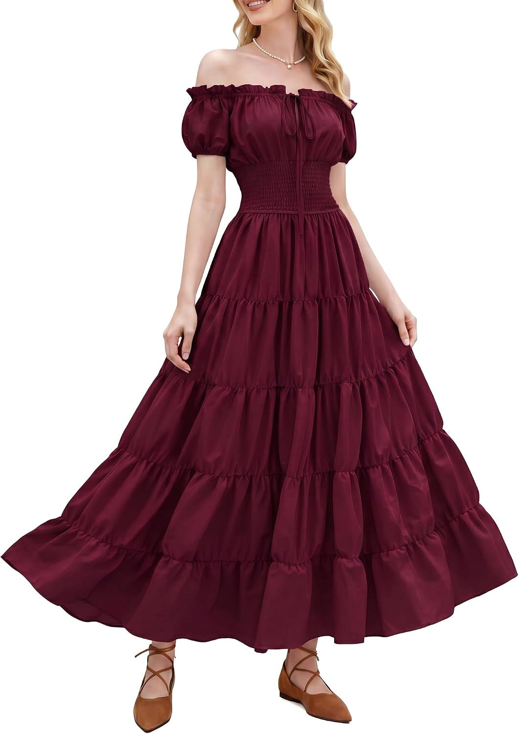 Renaissance Costume Women Dress: Medieval Costumes for Women Renaissance Dresses - Peasant Cottagecore Theme Party