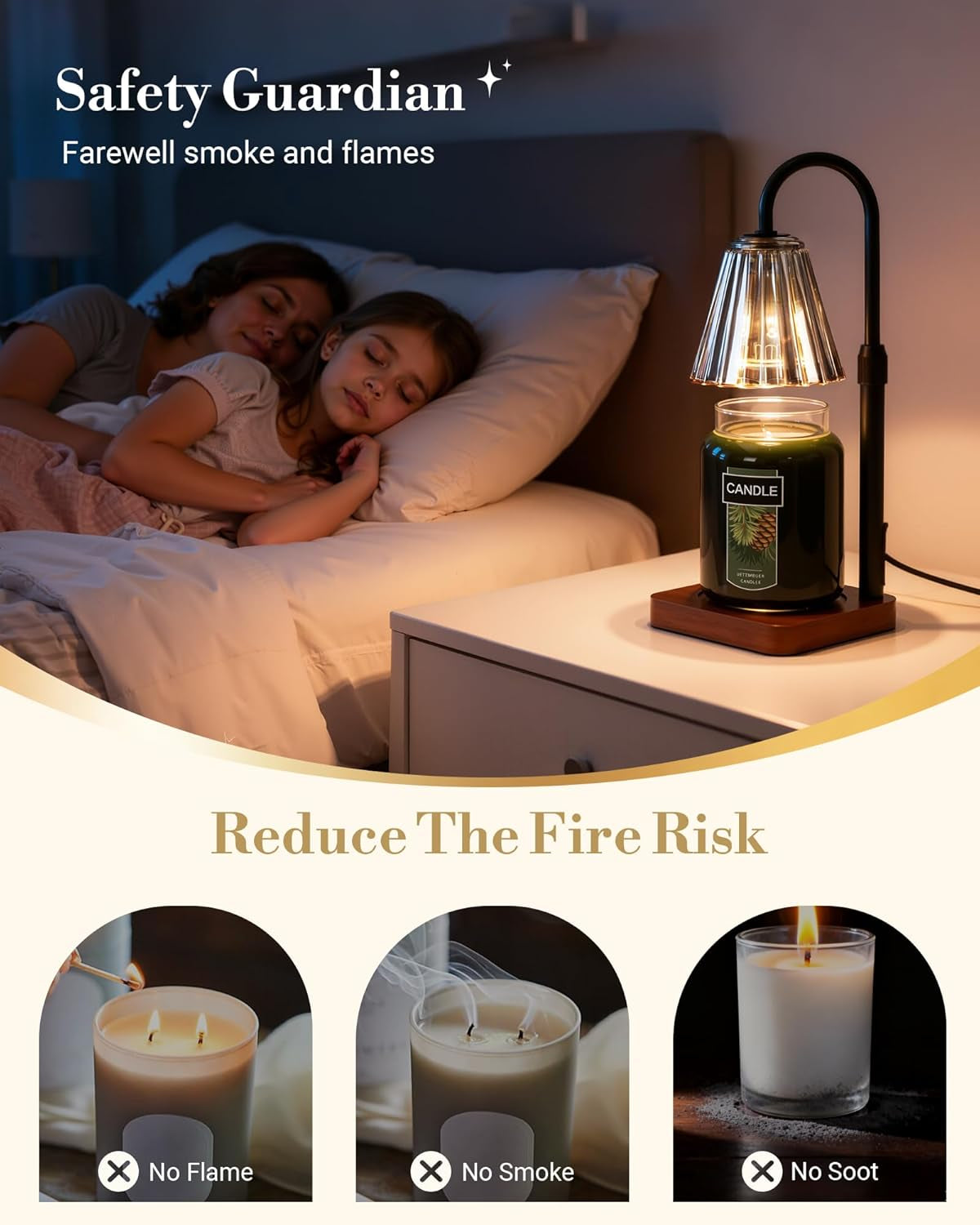 Black Candle Warmer Lamp with Timer, Vintage Wax Warmer Home Gifts | Dimmable Wax Melter with Adjustable Height Birthday Gifts for Women, Mom Thanksgiving Gifts Aesthetic Office Room Home Decor