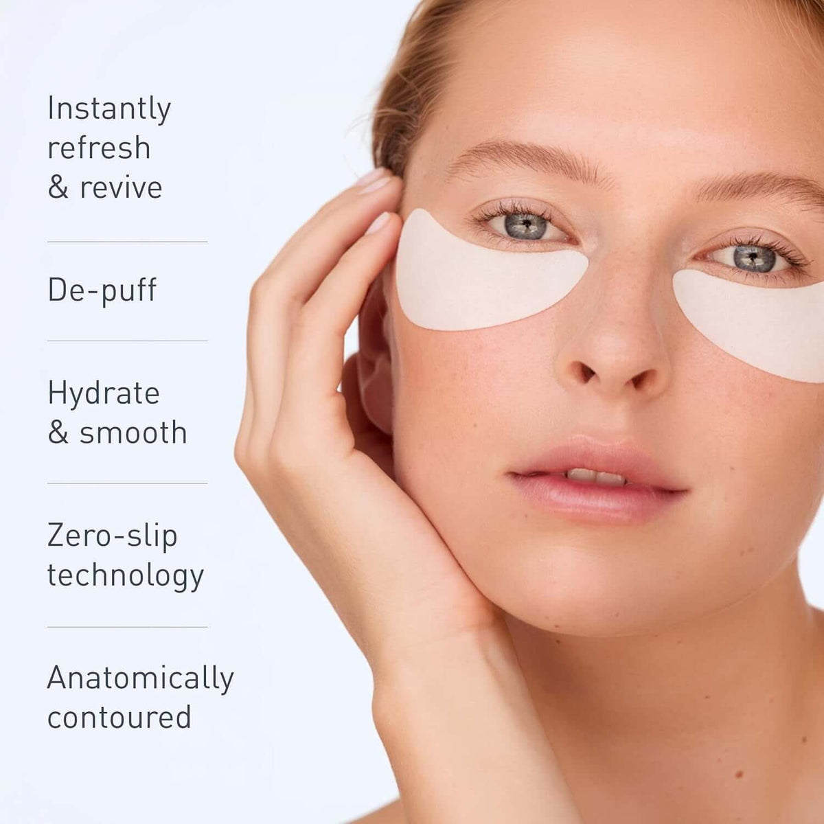 Hydro Cool Firming Eye Patches with Peptides and Coenzyme Q10 | 10-Minute No-Slip Eye Mask for Dark Circles, Puffy Eyes, under Eye Bags, Fine Lines & Wrinkles, Fragrance-Free
