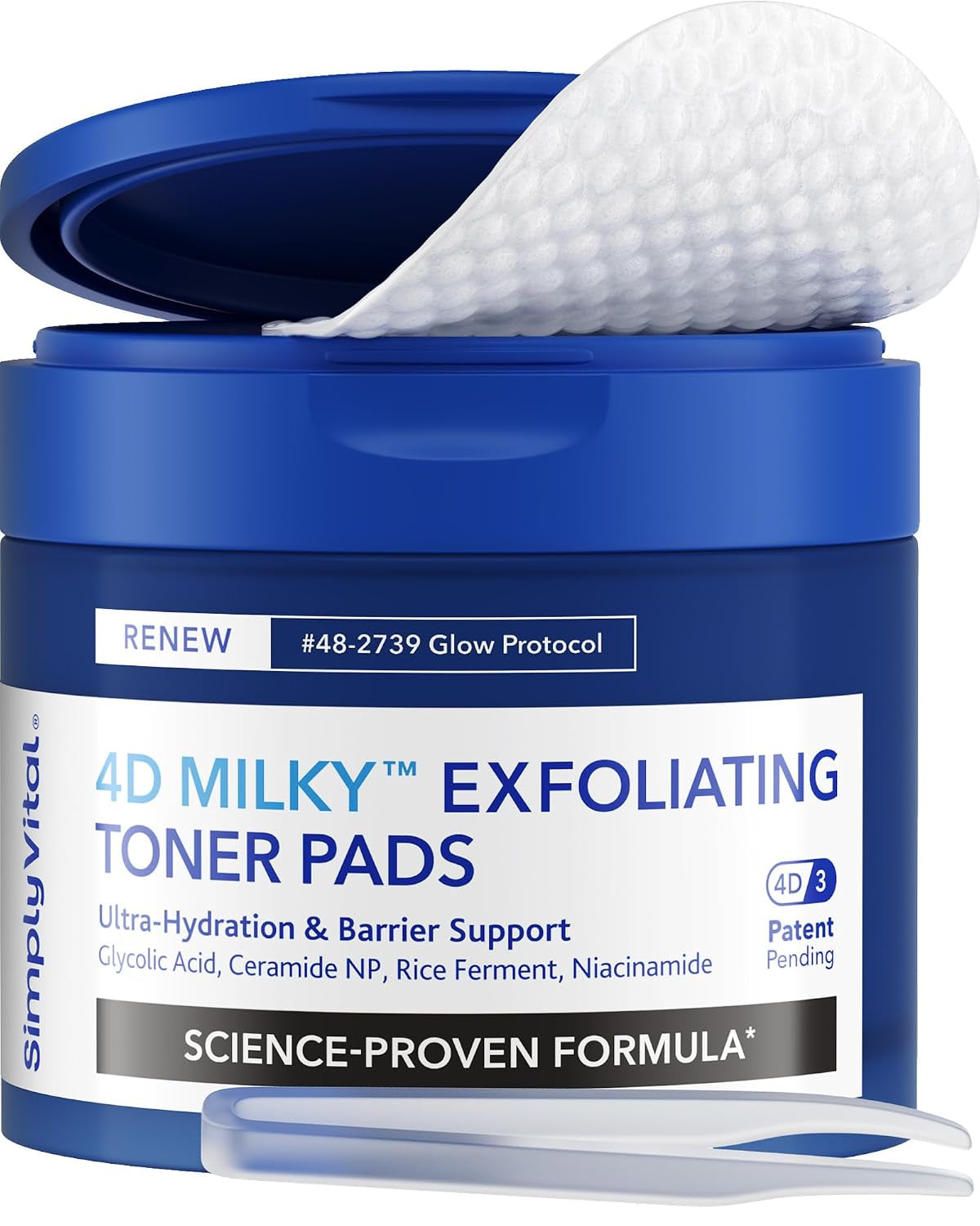 Exfoliating Toner Pads for Face AHA BHA Salicylic Acid Face Exfoliant 60 Ct | Post Anti-Aging Device Skincare, Facial Exfoliator, Glycolic Acid, Lactic Mandelic, Ceramide NP, Centella, Rice Ferment