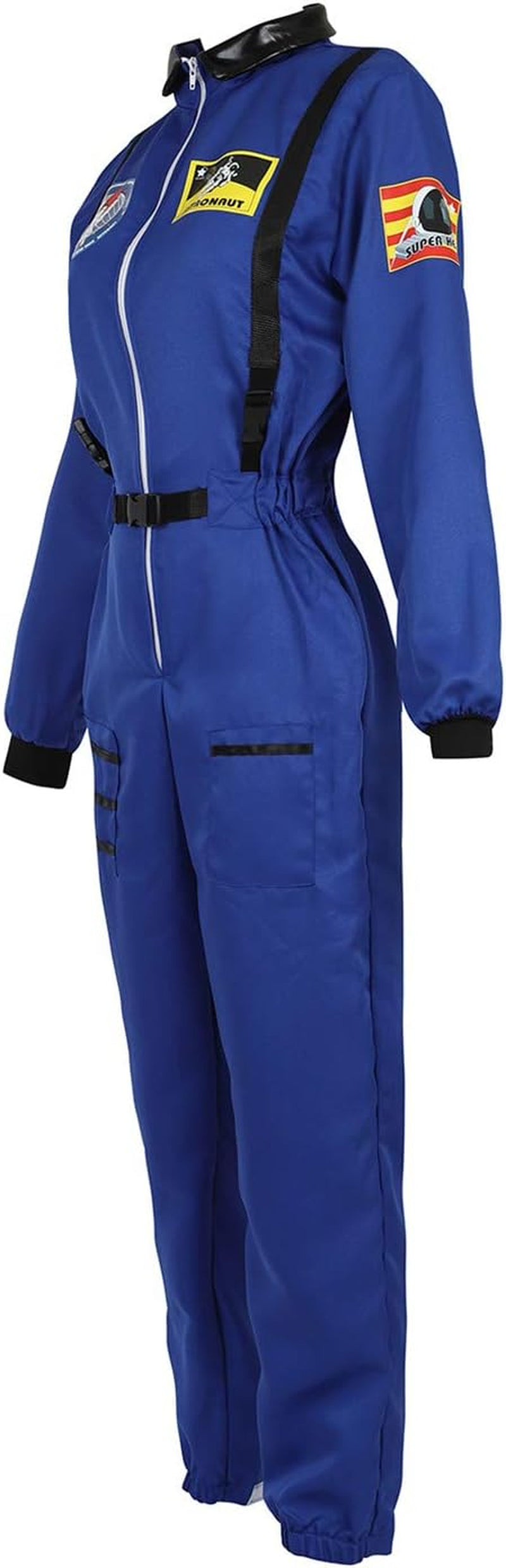 Women’S Astronaut Costume Jumpsuit, Adult Space Costume for Halloween Cosplay Theme Party Dress Up, XS-3XL