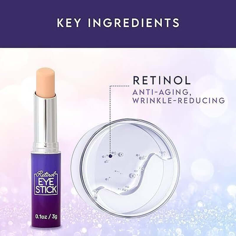 Retinol Eye Stick & Caffeine under Eye Brightener – under Eye Balm Stick for Dark Circles, Puffiness, Eye Bags, Wrinkles & Fine Lines, Cooling under Eye Stick, 2 Pack