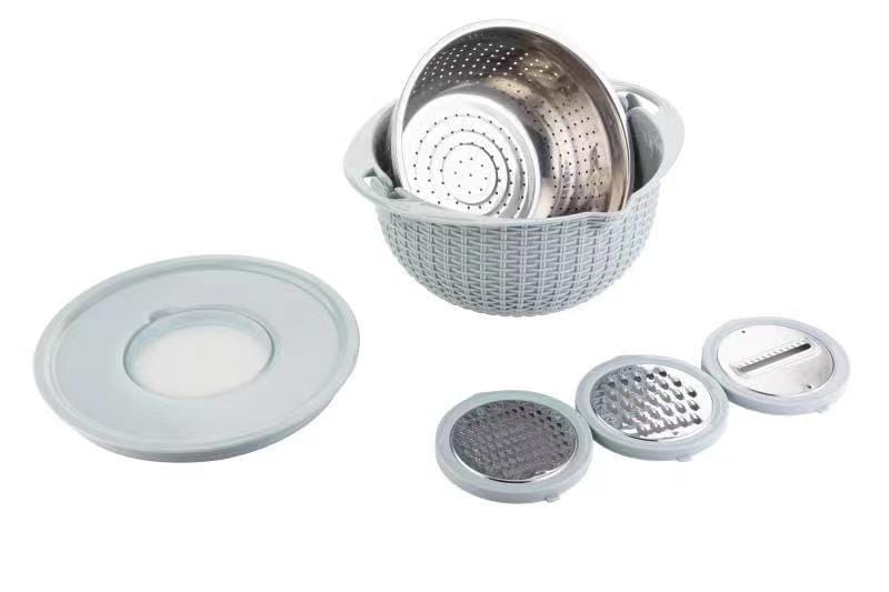 2-Tier Rotating Fruit & Vegetable Washing Basket – Removable Double-Layer Kitchen Draining Tray
