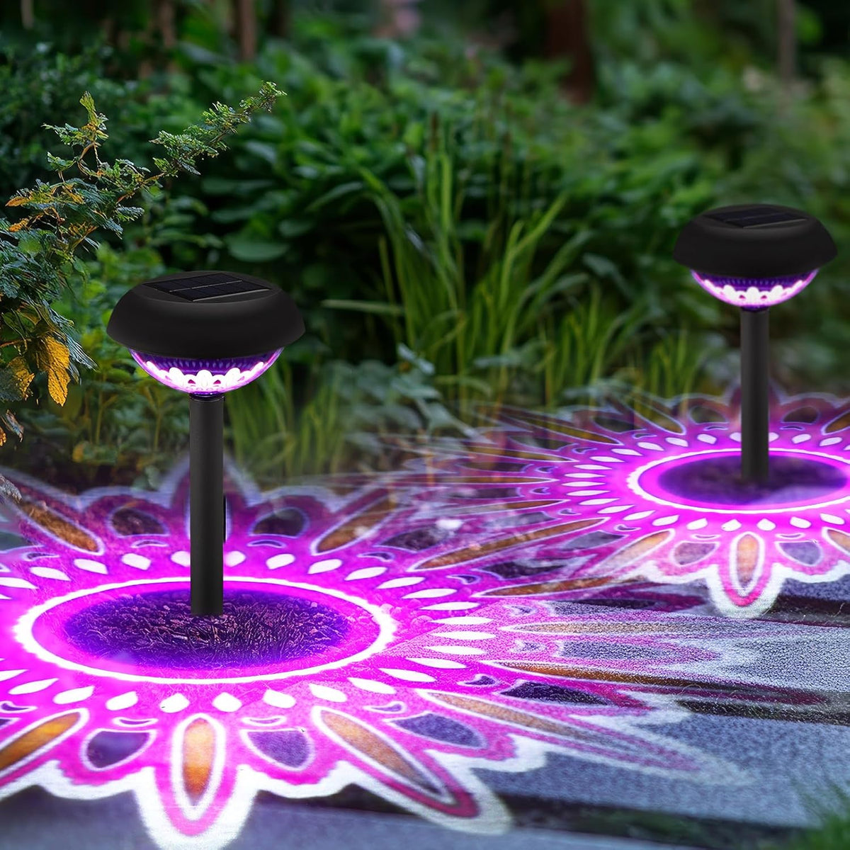 4 Pack Diwali Lotus Decoration Solar Pathway Lights Led Waterproof Lotus Lights Diwali Projector Lamp Outdoor for Garden Yard Patio Decor Indian Temples Pooja Gifts