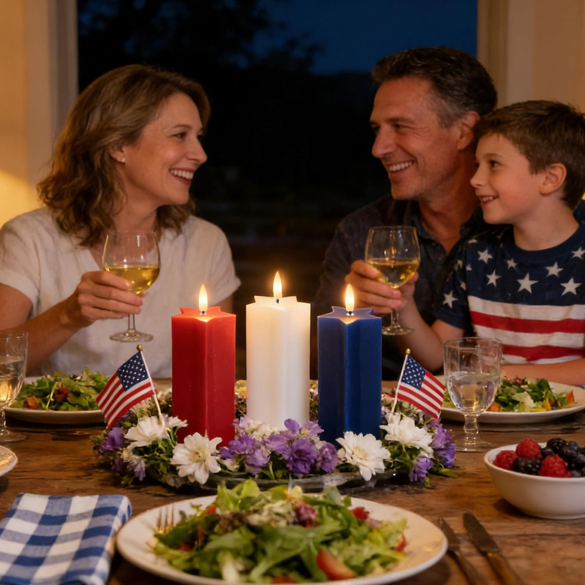 4Th of July Flameless Candles with Remote, Red White and Blue LED Candles | Battery Operated Patriotic Decorative Candles, Star Shaped, Real Wax, for Independence Day Home Party Decor, Set of 3