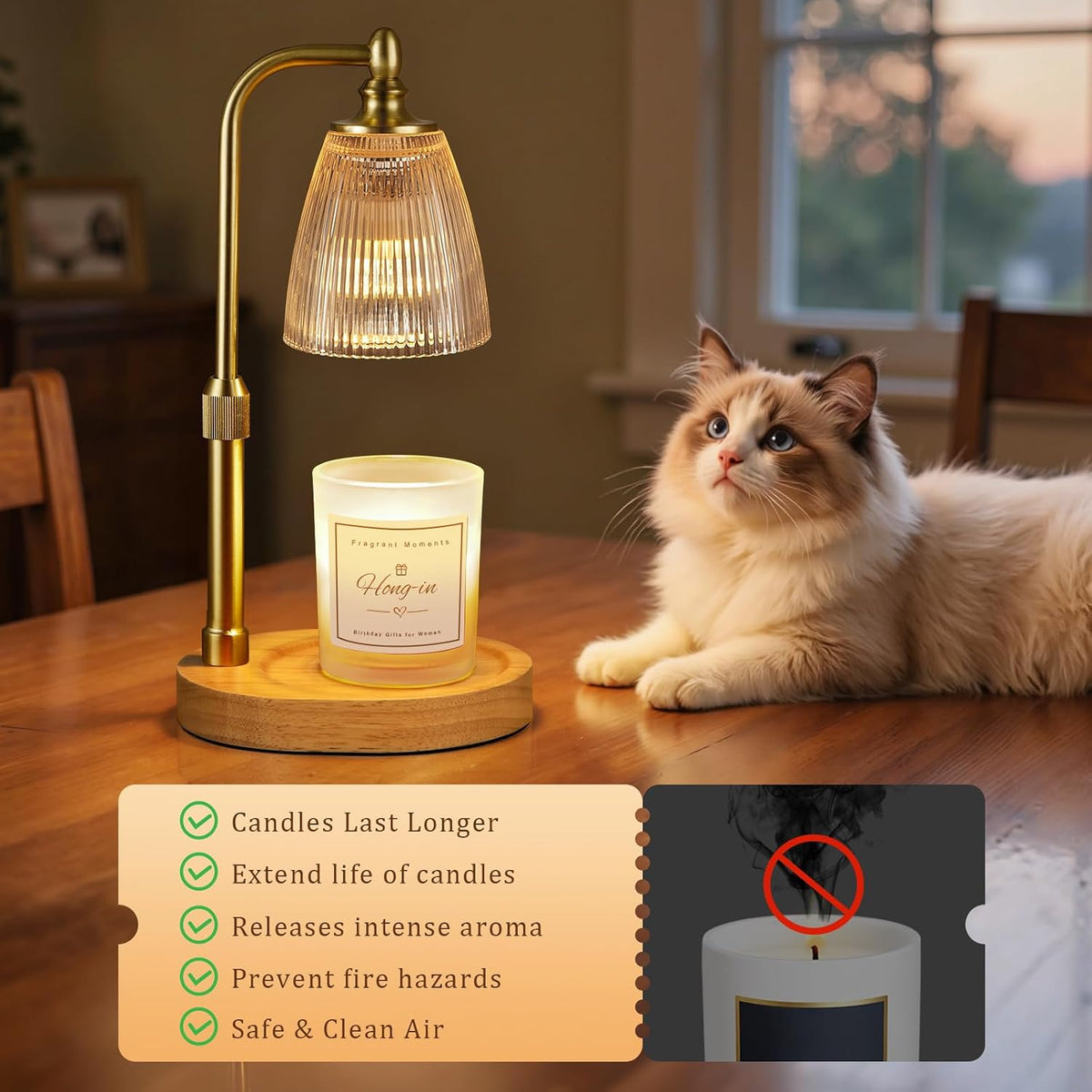 Candle Warmer Lamp with Timer Dimmable,Birthday Gifts for Women Mom Sister,House Warming Gifts New Home,Adjustable Height Wax Melt Warmer for Jar Candles,Ideal for Office,Dorm,Bedroom Home Decor