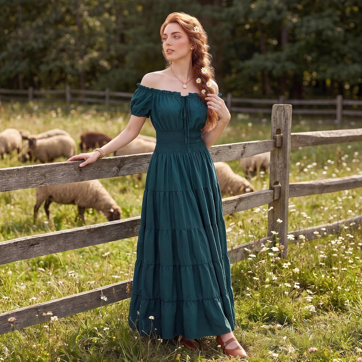 Renaissance Costume Women Dress: Medieval Costumes for Women Renaissance Dresses - Peasant Cottagecore Theme Party