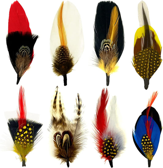 Hat Feathers for Fedora, Assorted Natural Feathers for Men Women | Colorful Fedora Feathers for Mens Hat, Trilby, Borges, Panama, Straw Hats, Accessories, Real Feathers Pin for DIY Craft