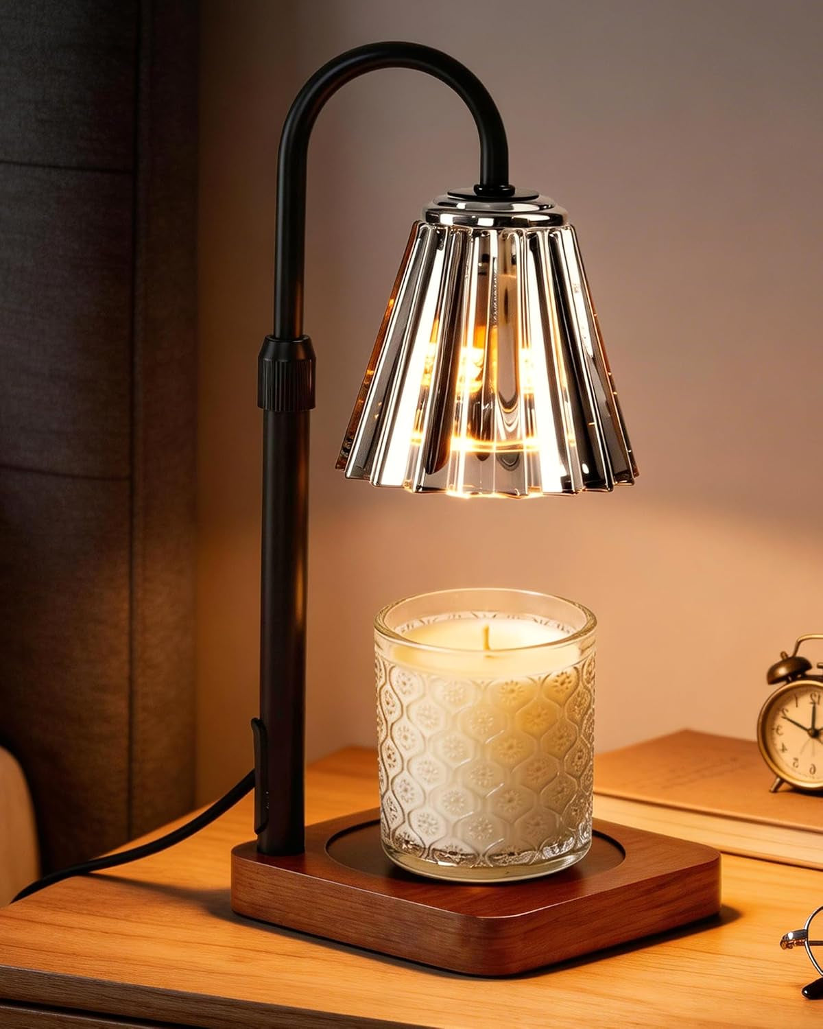 Black Candle Warmer Lamp with Timer, Vintage Wax Warmer Home Gifts | Dimmable Wax Melter with Adjustable Height Birthday Gifts for Women, Mom Thanksgiving Gifts Aesthetic Office Room Home Decor