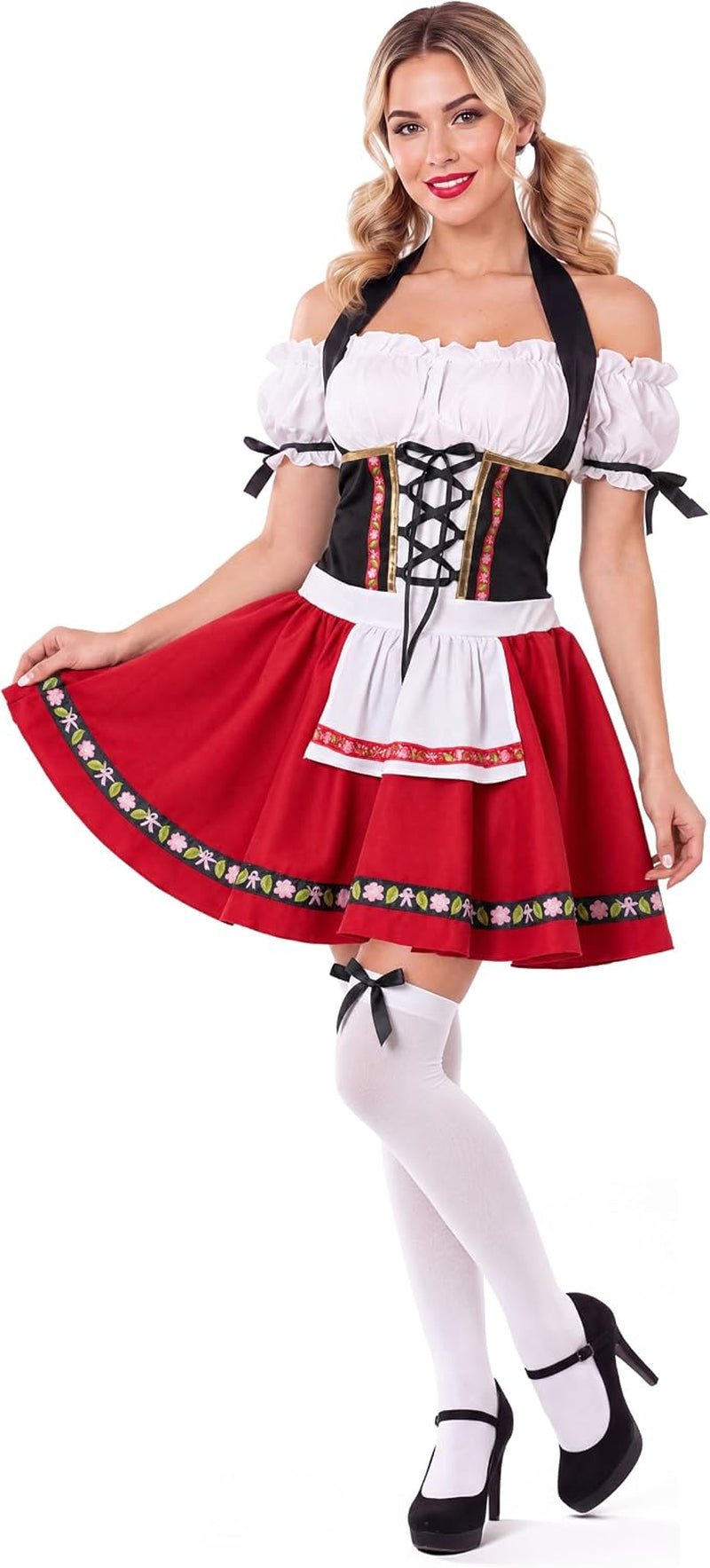 Oktoberfest Outfits Women Costume, German Bavarian Dirndl Dress for Halloween Cosplay Beer Carnival