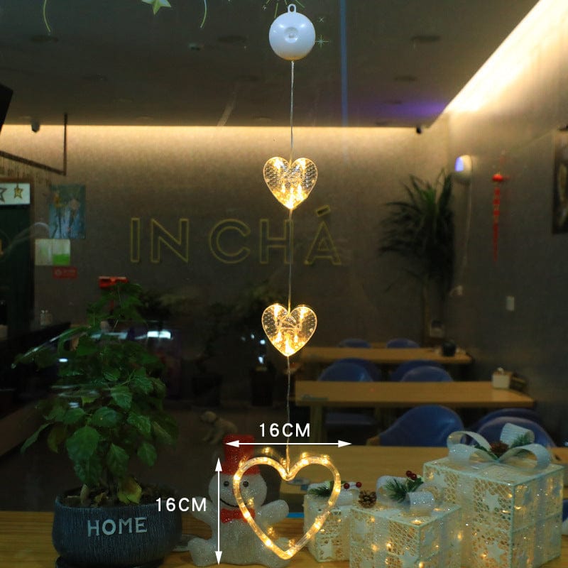 Christmas LED Star Hanging Lights – 3-Piece Xmas Tree Window Sucker Lamp Ornaments