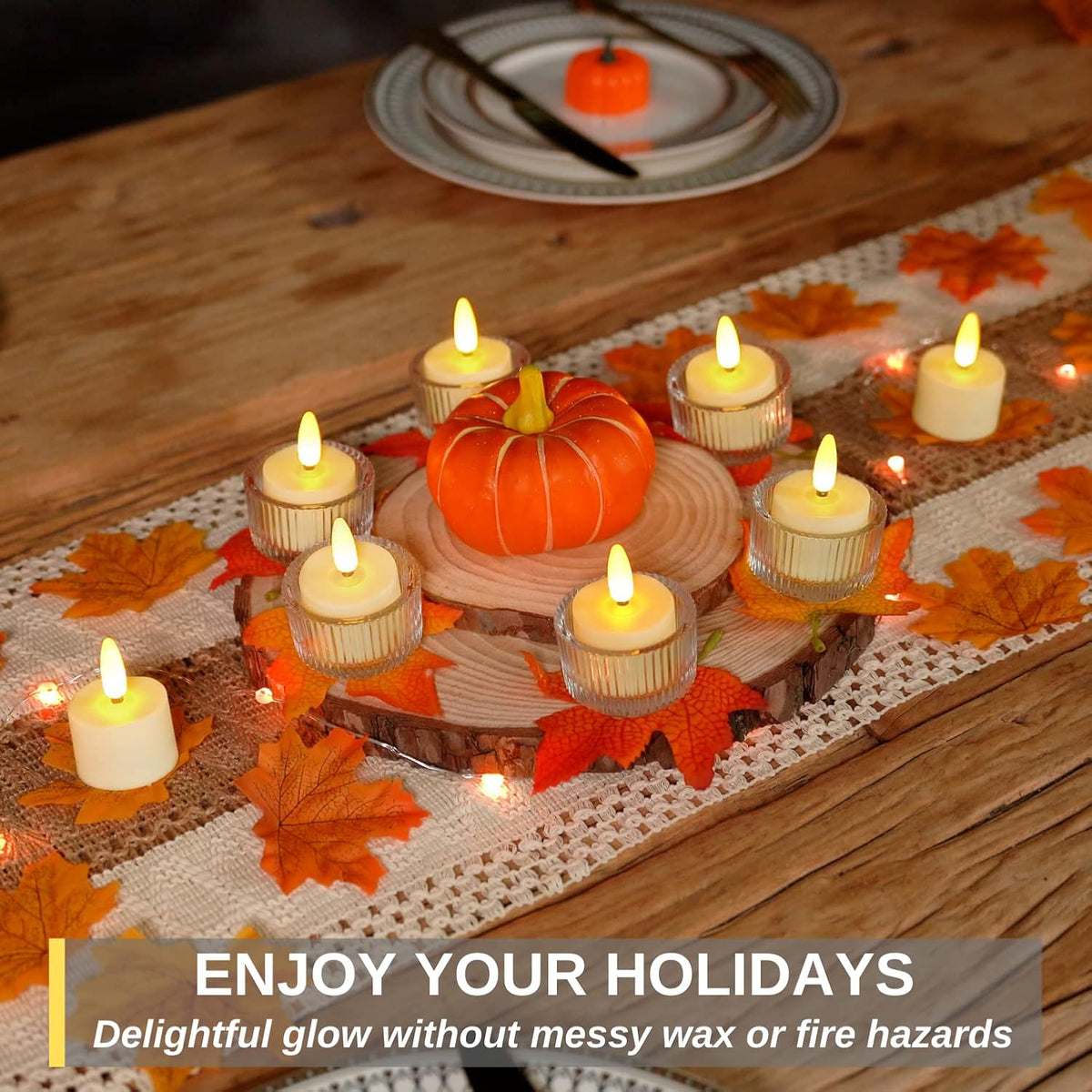 6-Pack Rechargeable Tea Lights Candles with Remote, 4H/6H Timer | Flameless Flickering Battery Operated LED Tealights, Recharge All 6 Together, for Pumpkins, Luminarias and Centerpieces