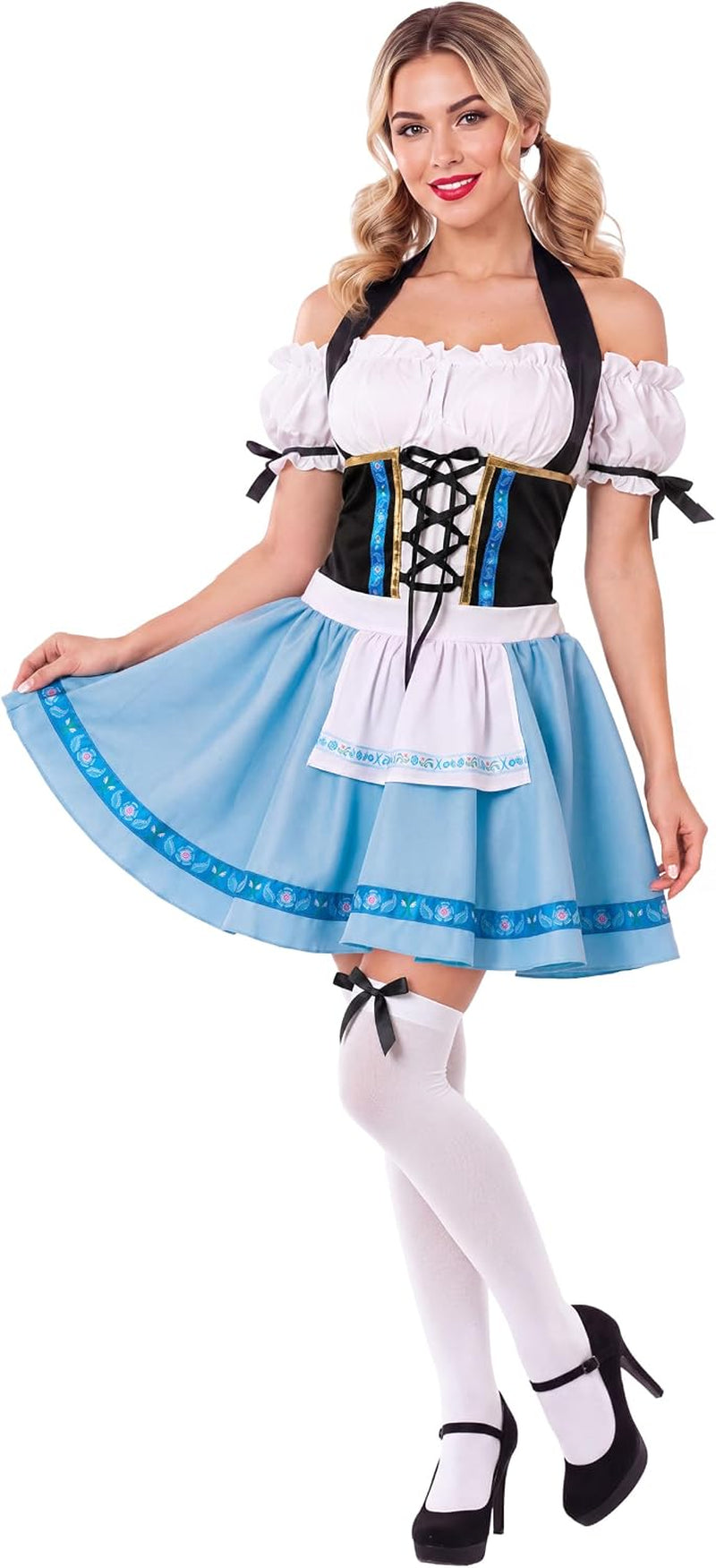Oktoberfest Outfits Women Costume, German Bavarian Dirndl Dress for Halloween Cosplay Beer Carnival