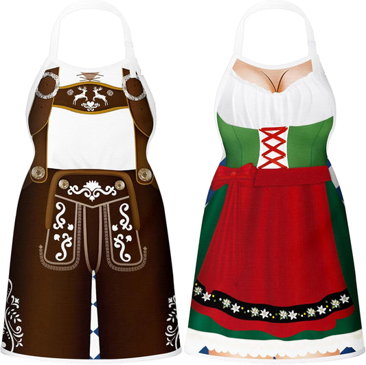 Oktoberfest Decorations Aprons: German Party Funny Apron for Couples Women Men Ladies, Green