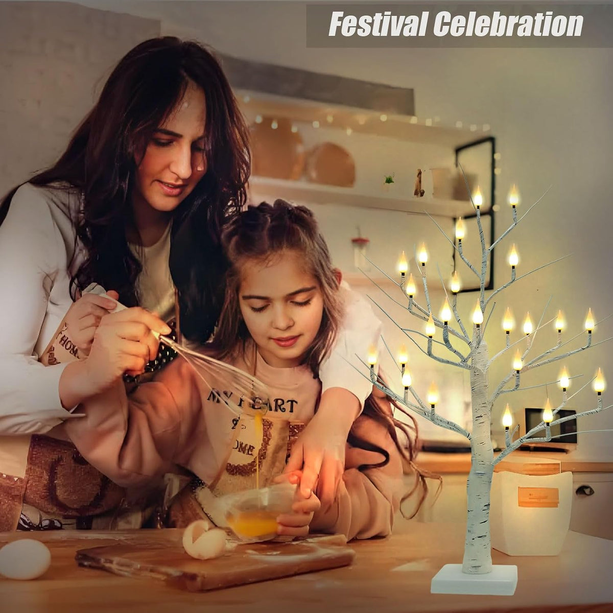 2Ft Candle Light Trees for Decoration Indoor, Twinkle Tree with 24LED Flameless Candles Lights, Usb/Battery Operated Birch Tree Candles for Home Tabletop Mantel Christmas Birthday Party Decor