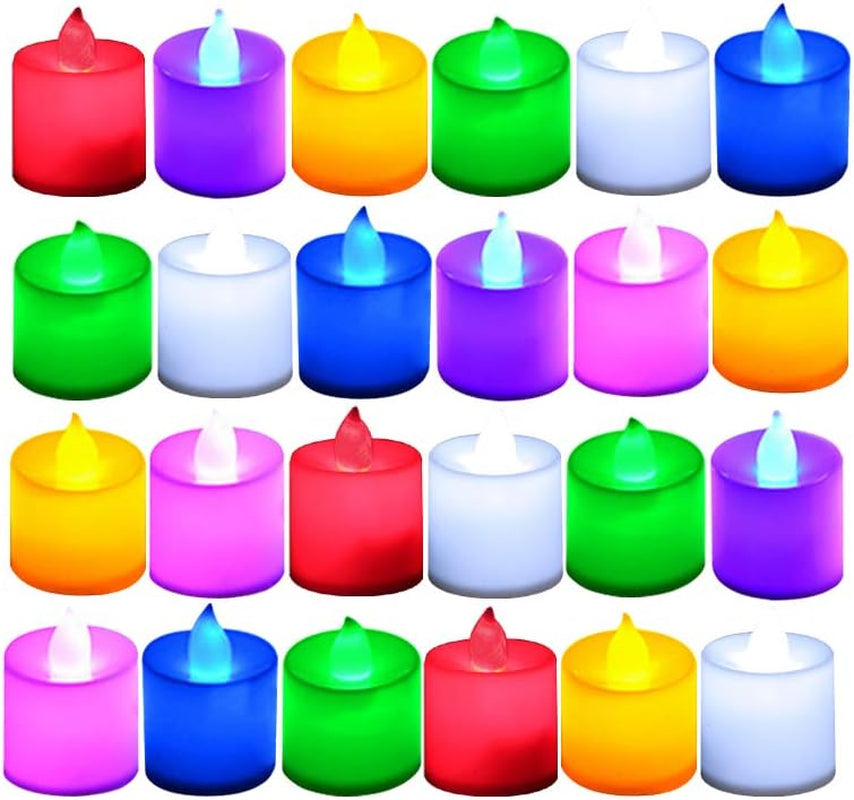 24 Pack Flameless Tealight Candles, 7 Color Changing Led Candles (7 Color Changing)
