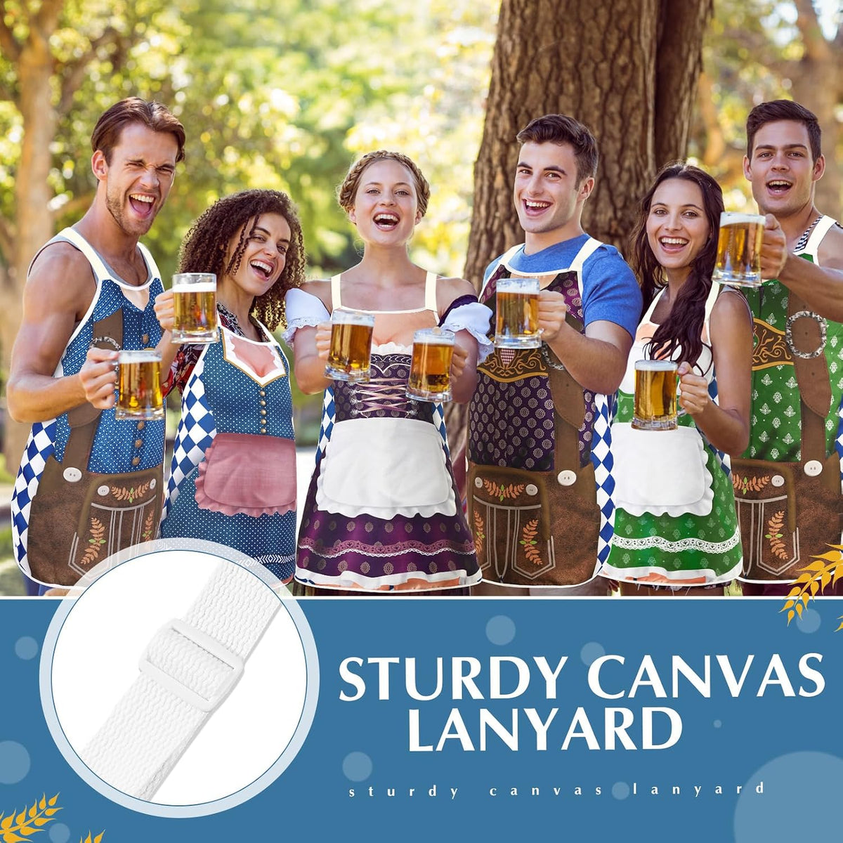 6 Pcs Oktoberfest Apron Couples German Apron Oktoberfest Party Costume for Cooking BBQ Baking Chef Kitchen Gifts(Adult,Bright)