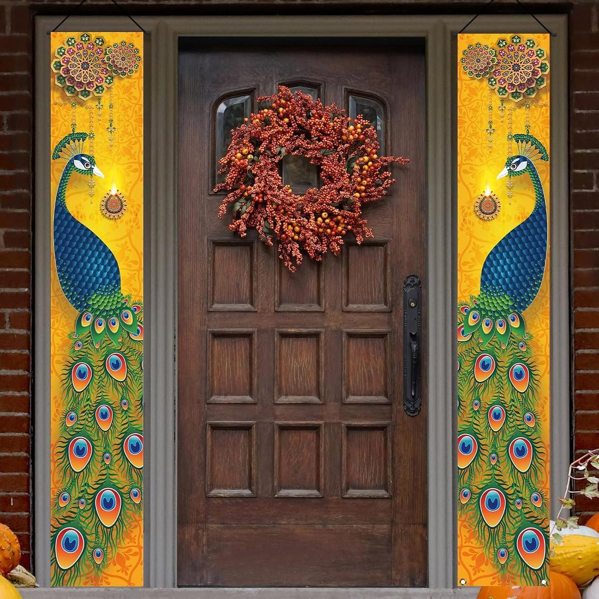 Diwali Banner,Indian Deepavali Puja Decorations for Home Decor | Packing List:2 Pcs Banner; Size:12×71 Inches; Material:100% Polyester; Perfect for Hanging on Your House,Front Porch,Door;