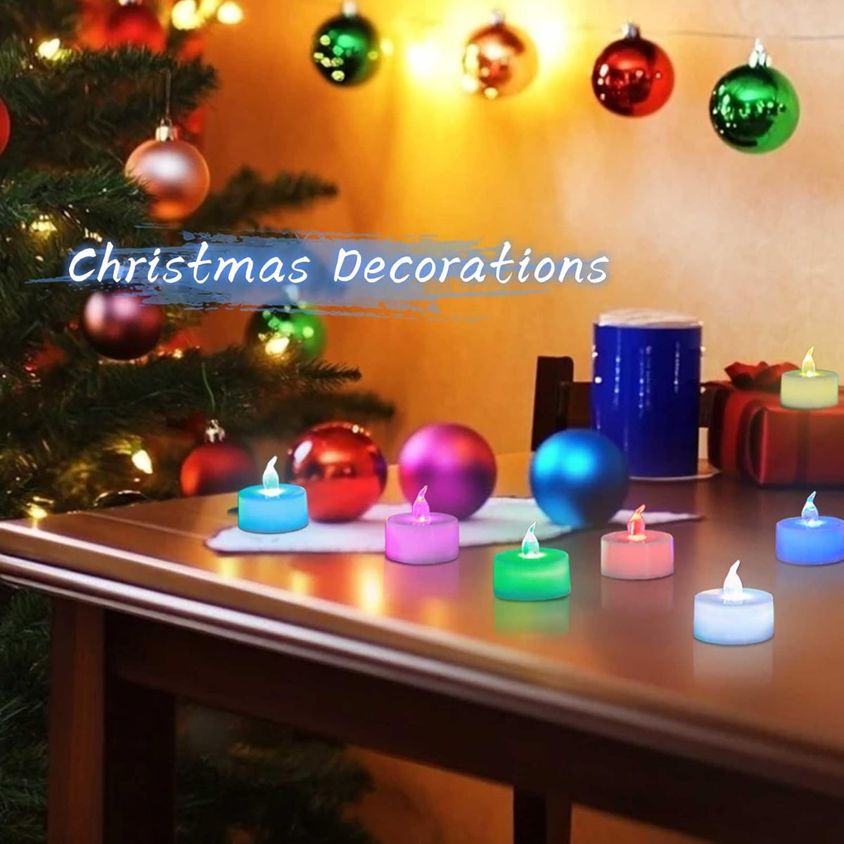 24 Pack LED Tea Lights Candles, 7 Color Changing Flameless Candles (Multi-Color -24Pcs)