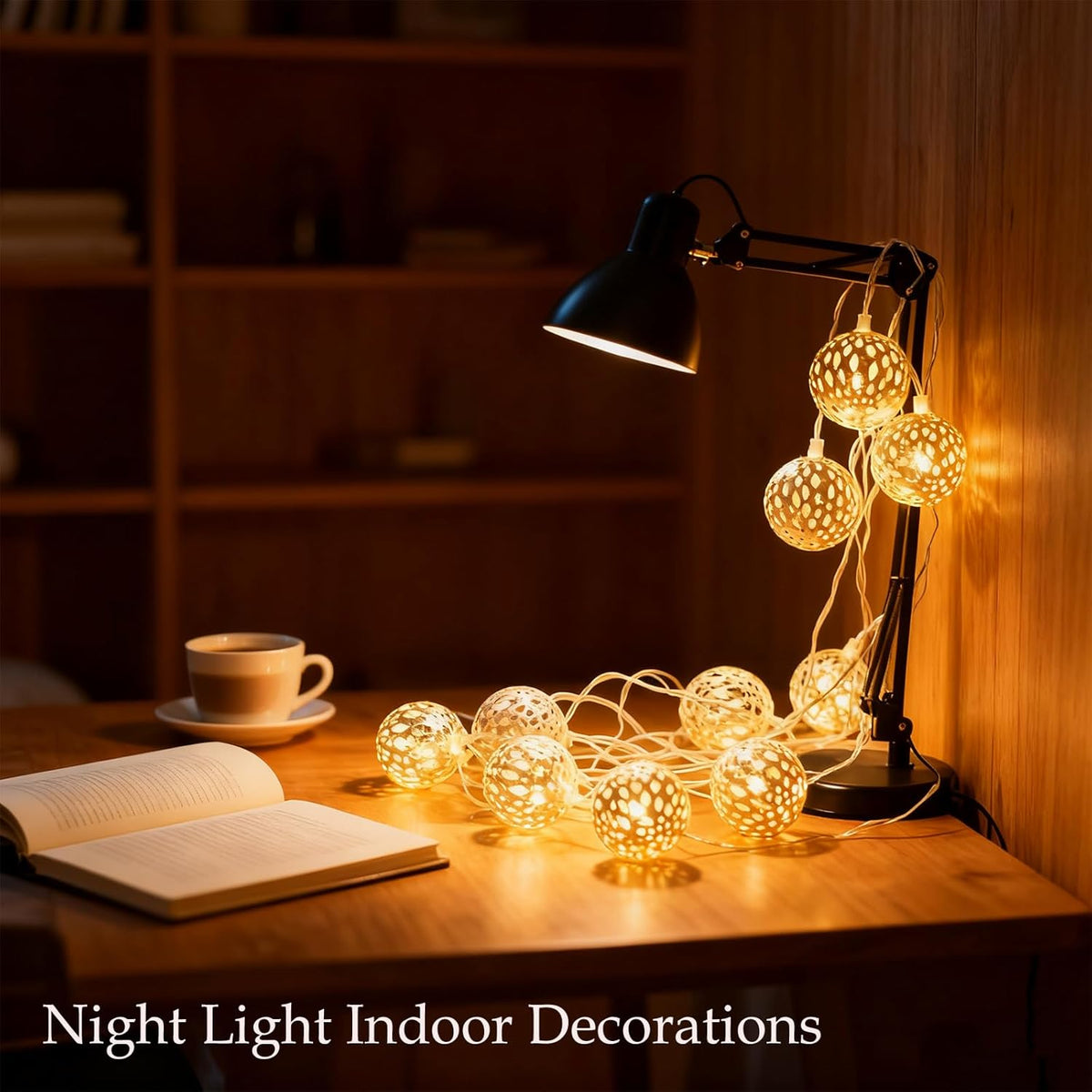 Usb & Battery Lighting 20 LED Fairy Gold Lantern Lights String Diwali Decor | Globe Moroccan Lamp, Decorative Romantic Warm White 9.8Ft Boho Night Light String for Bedroom, Christmas, Birthday Party