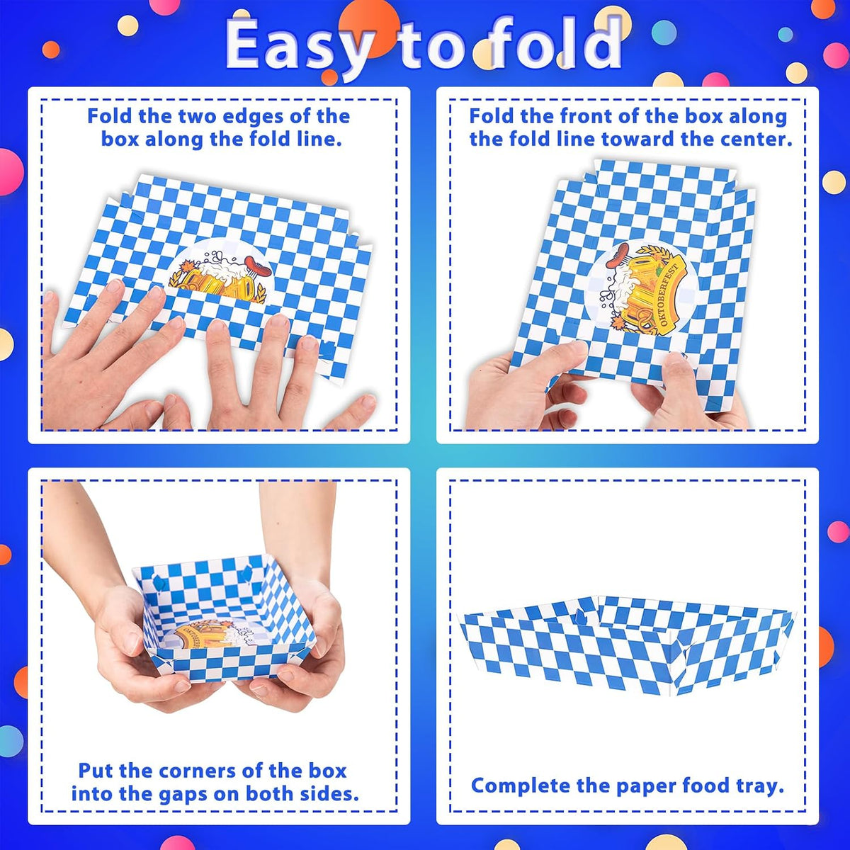 100Packs Oktoberfest Decorations Paper Food Trays | Disposable Serving Plates,German Octoberfest Theme,Party Table Supplies,Pretzel Snacks Serving,Party Favors,Bulk Pack