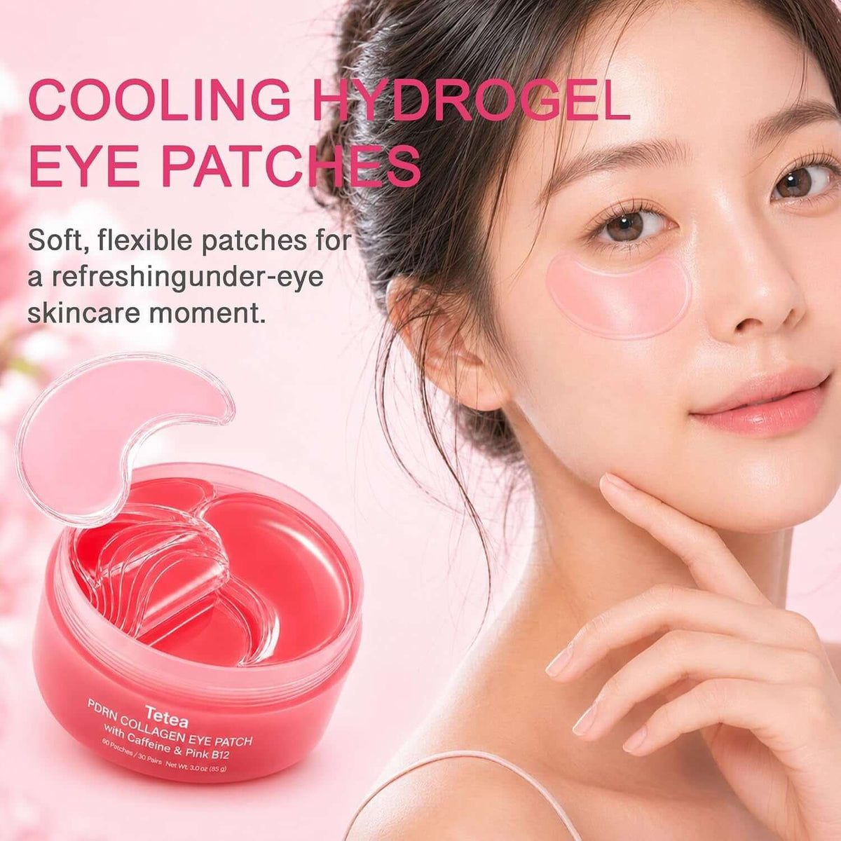 PDRN Pink Collagen Multi Balm Stick & under Eye Patch Set, 0.32 Oz | Caffeine and Pink B12, Hydrating Care, for under Eyes, Face, Neck and Lips, 60 Eye Patches