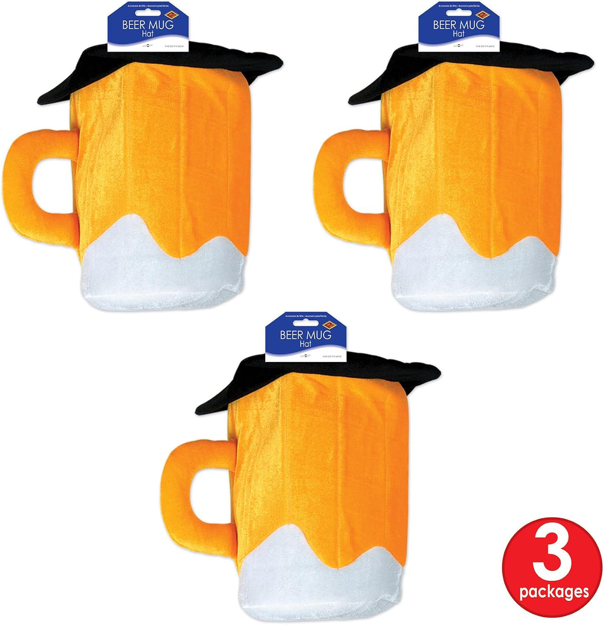 3 Piece Plush Fabric Beer Mug Hats for Oktoberfest Theme Happy St. Patrick'S Day Party Costume Accessories, Celebrating with You since 1900, Yellow/White/Black