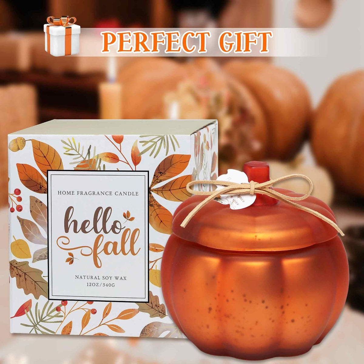 Fall Pumpkins Shaped Candle, Pumpkin Spice Scented Candle | Pumpkin Candles for Fall Table Centerpiece, Farmhouse Thanksgiving Candles for Autumn Home Decor