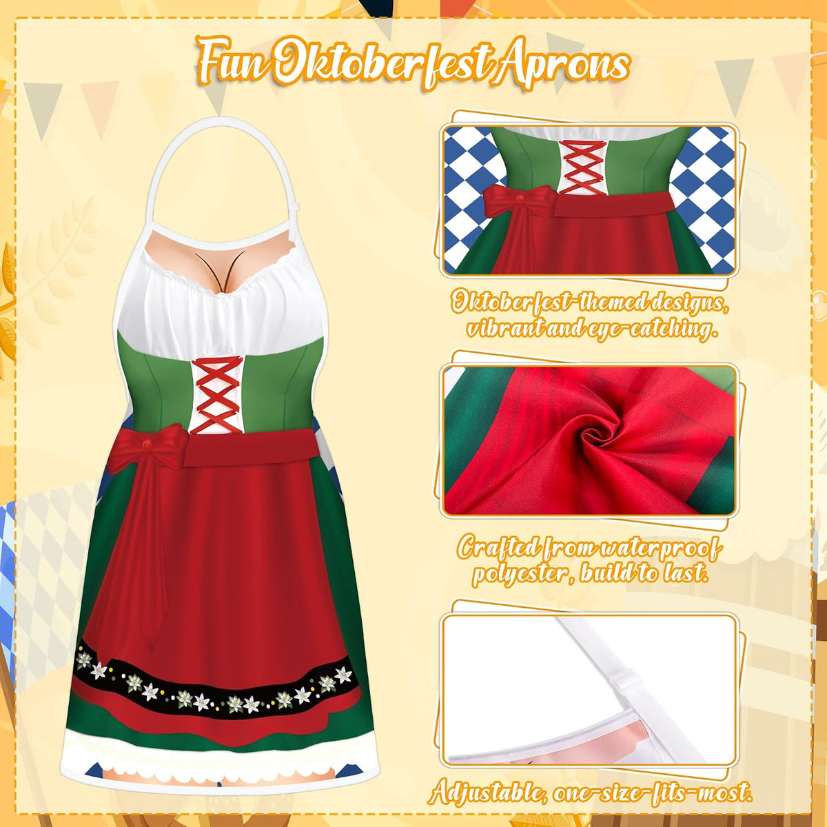 Oktoberfest Decorations Aprons: German Party Funny Apron for Couples Women Men Ladies, Green