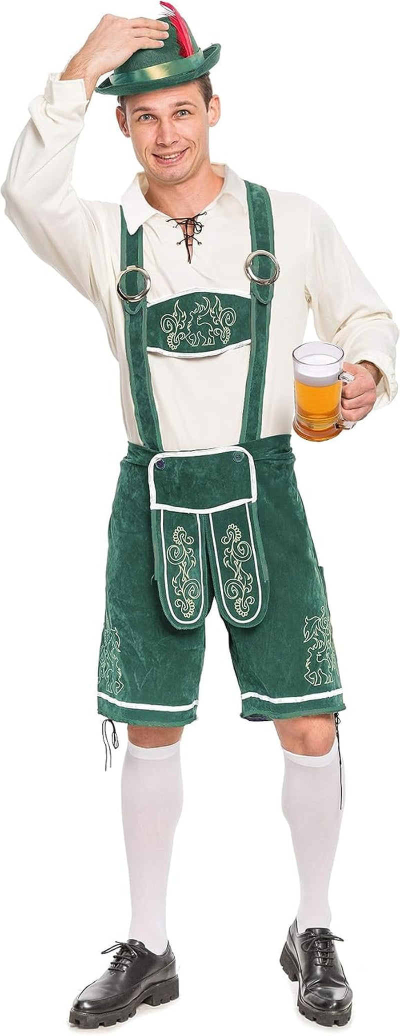 Men’S German Bavarian Oktoberfest Costume Set, Beer Costume Hat for Adults Halloween and Beer Festival
