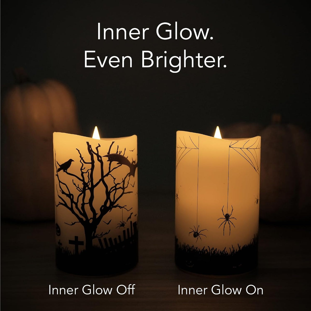Halloween Flameless LED Candles with Remote Control, 3"X 5"Battery Operated Pillar Real Wax with Timer for Halloween Decorations, Spider Candle