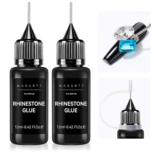 2Pcs Rhinestone Glue, Strong Hold 3D Gel Nail Art Nail Gem Glue | UV Cured Nail Glue for Nail Charms and Gems Jewelry Diamond for DIY Manicured at Home Beauty Gifts for Women