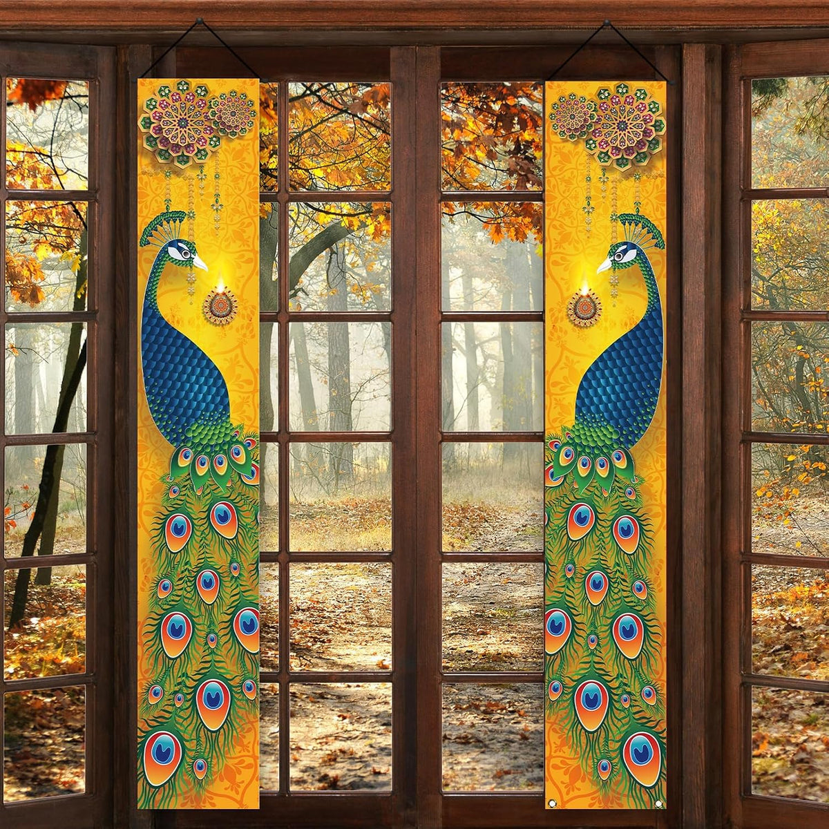 Diwali Banner,Indian Deepavali Puja Decorations for Home Decor | Packing List:2 Pcs Banner; Size:12×71 Inches; Material:100% Polyester; Perfect for Hanging on Your House,Front Porch,Door;