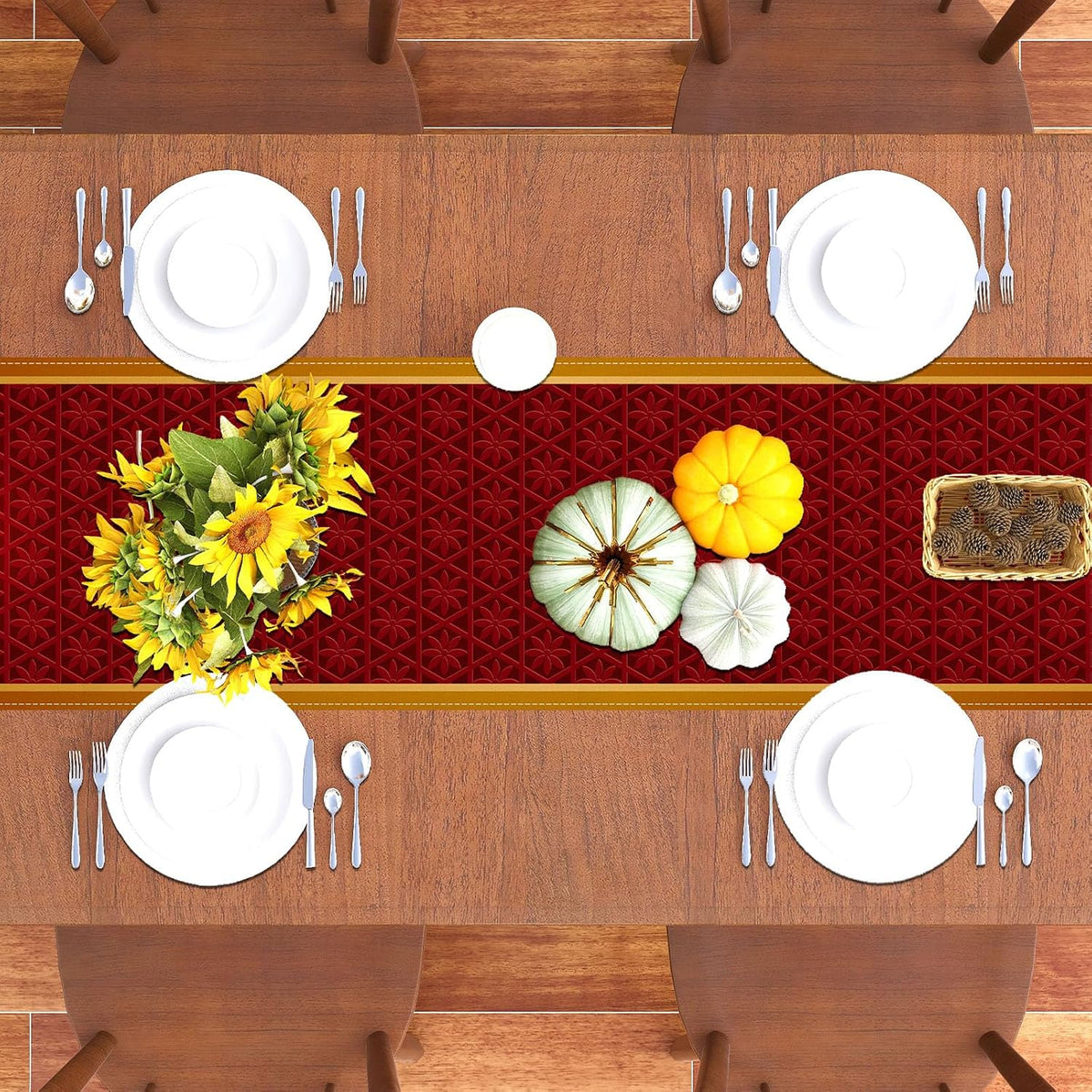 Diwali Table Runner Happy Diwali Tablecloth Indian Deepavali Decor Festival of Lights Decoration and Supplies for Home Kitchen Table-13×72''