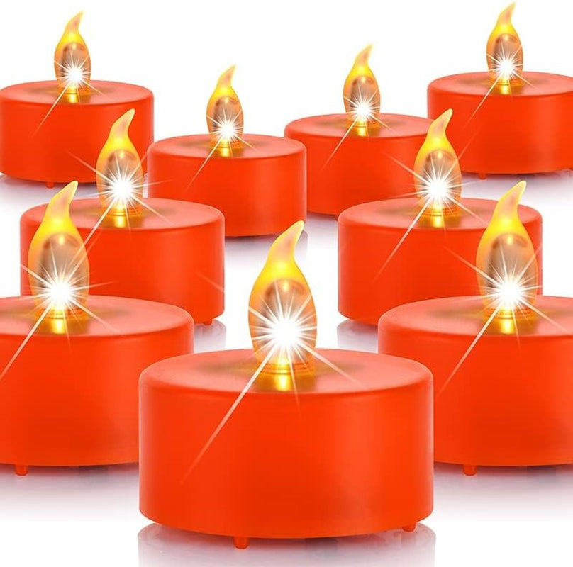 Battery Operated Tea Lights Candles - 12 Pack (Orange) | Battery-Powered Tealight Candle. Ideal for Party, Wedding, Birthday, Gifts and Home Decoration