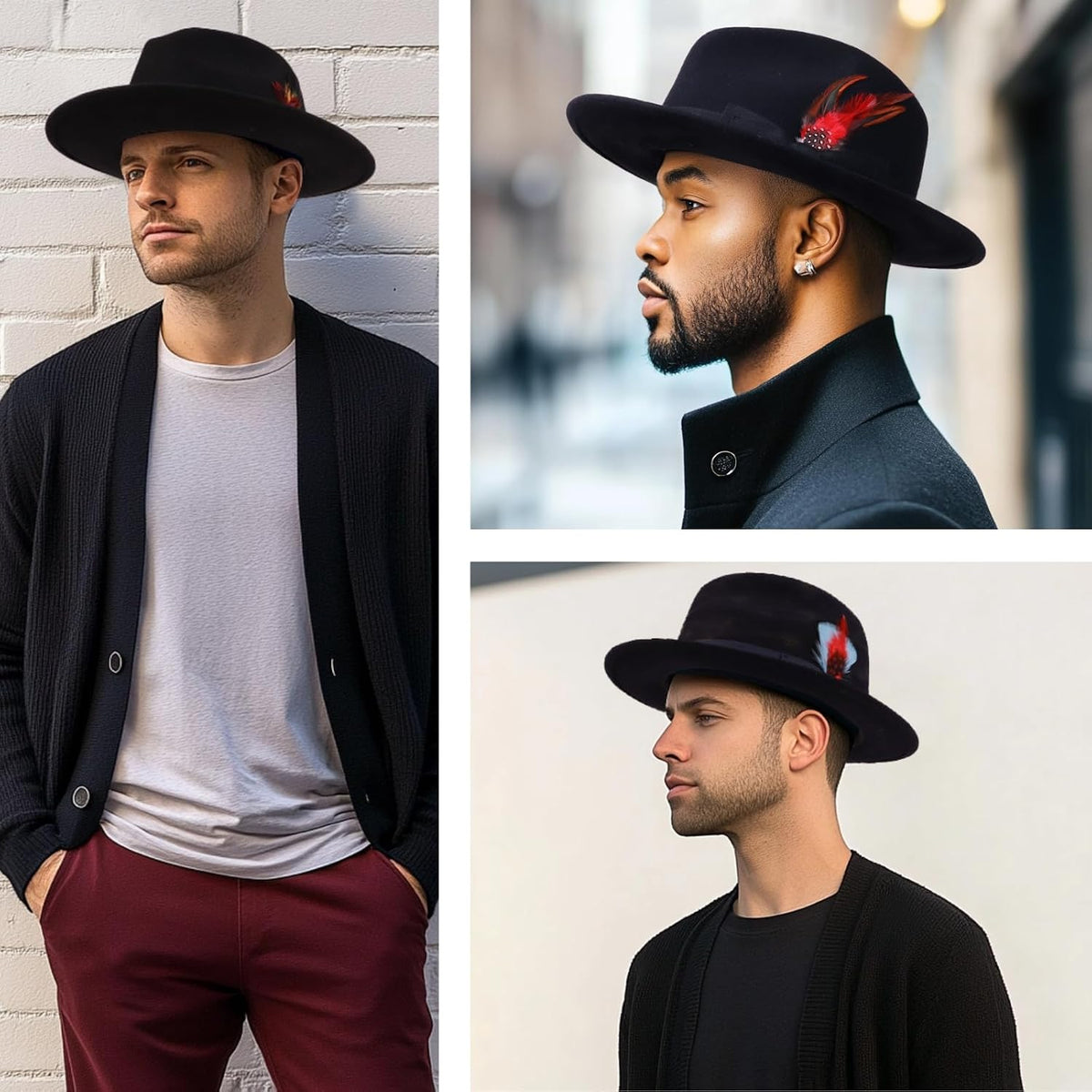 Hat Feathers, Assorted Natural Feather Packs Accessories for Fedora Cowboy Hats, Pork Pie Trilby Hats