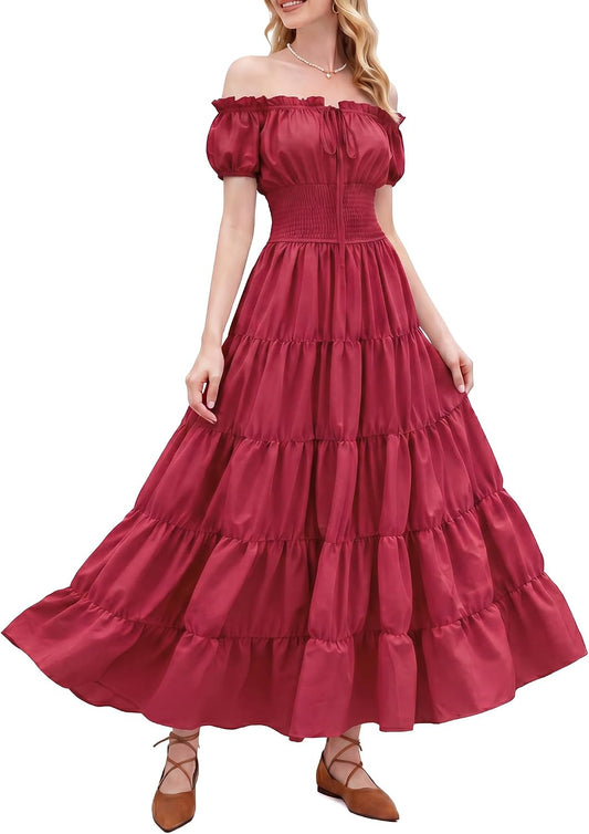 Renaissance Costume Women Dress: Medieval Costumes for Women Renaissance Dresses - Peasant Cottagecore Theme Party