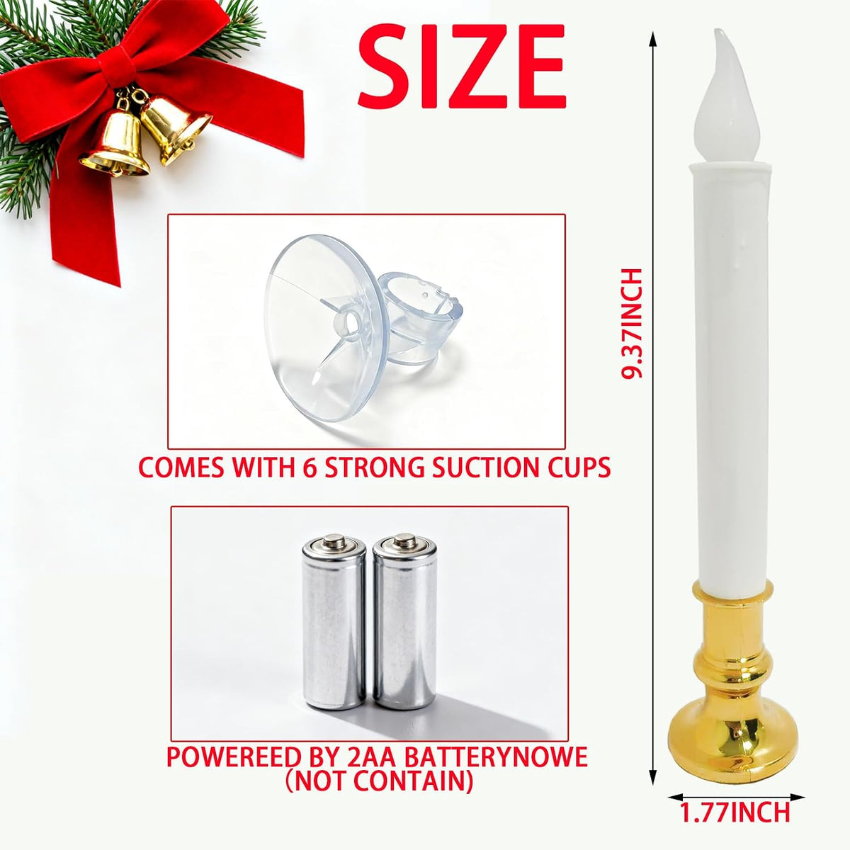 6 Pack 9" Gold Base LED Candle Lights with Dusk to Dawn Sensor, Battery Powered Flameless Candles for Indoor Table Party Decor