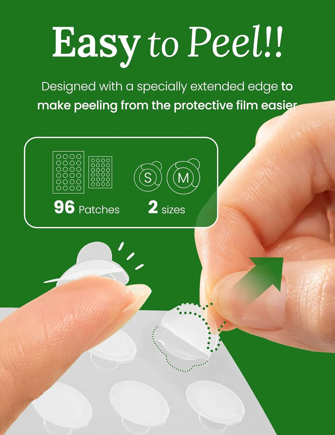 Invisible Pimple Spot Patch - 96 Ultra Thin Acne Patches - Easy Peel - 2 Sizes